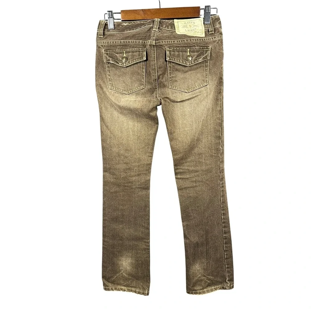 VTG Ralph Lauren Girls Brown Wash Jeans Size 14 Straight Leg‎ Denim Pants